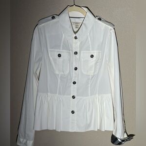 Burberry London White Button Up Blouse/Jacket Size 12USA